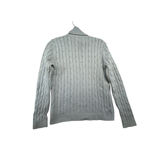Chaps Classics Womens Cable Knit Turtleneck Sweater M Pale Pastel Blue - Picture 10 of 12